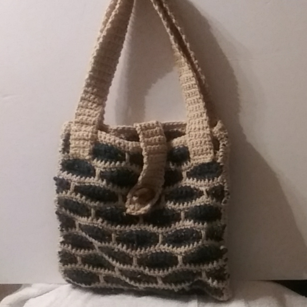 Hand knitted Boho handbag with Coin Purse